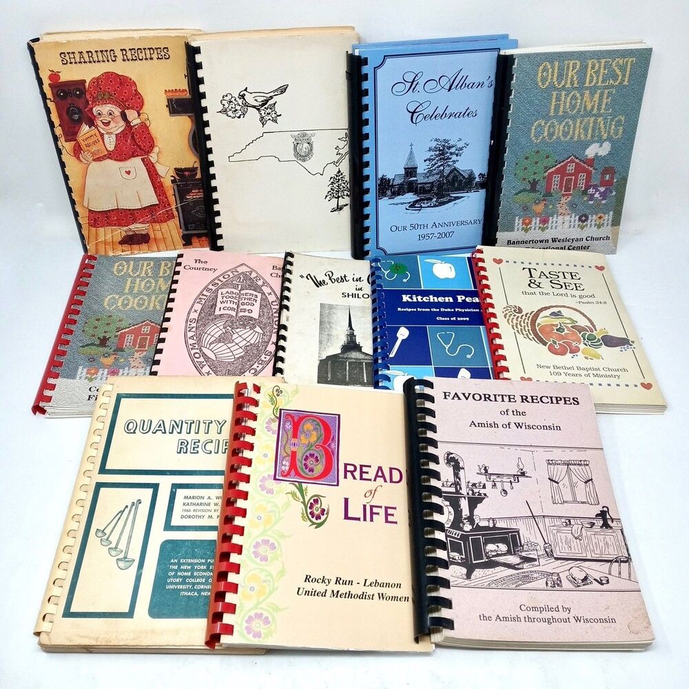 Vintage NC WI VA NY Cookbooks Lot of 12 Church Schools Spiral Family Recipe